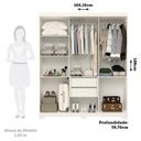 Ver imagem 4 de Guarda-Roupa Casal 6 Portas com Espelho 2 Gavetas 100% MDF 164cm Papoulas Espresso Móveis Branco
