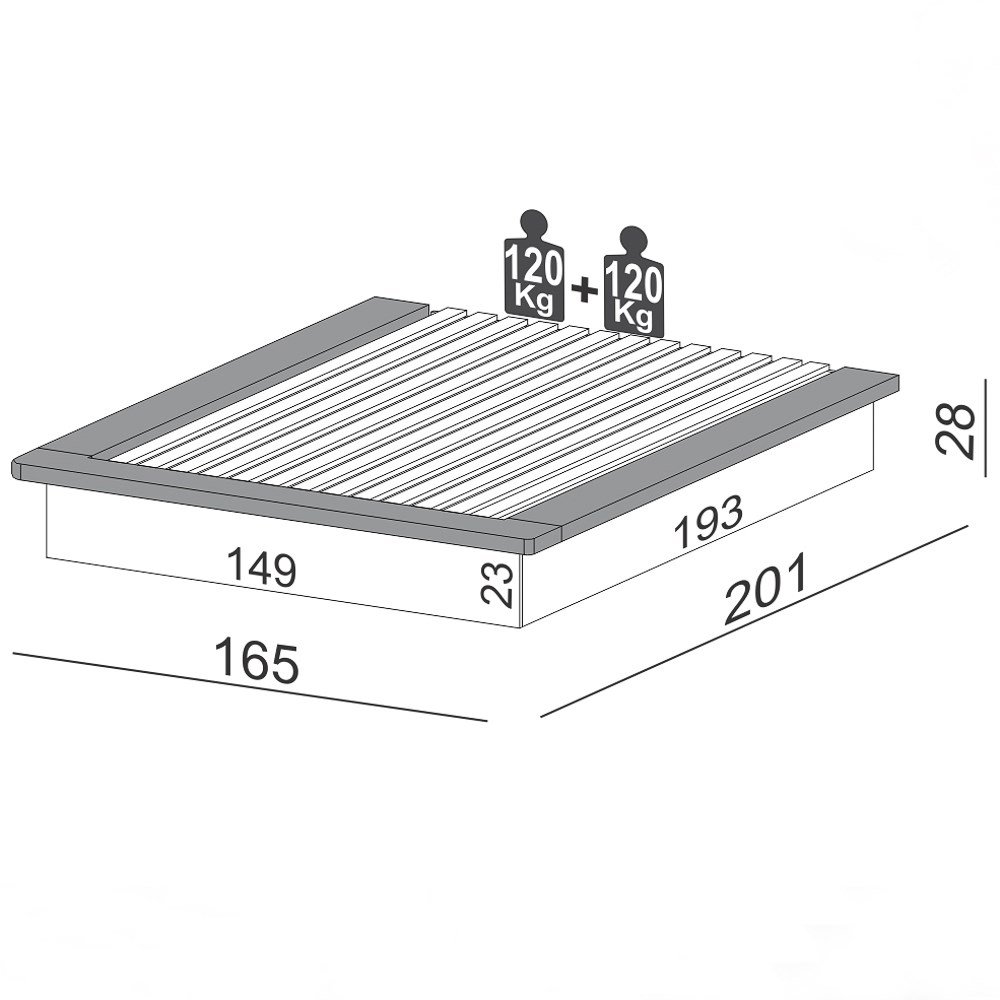 Cama de Madeira para Colchão Casal ou Queen Flutuante 100% MDF TW22 Freijó - Dalla Costa - 4