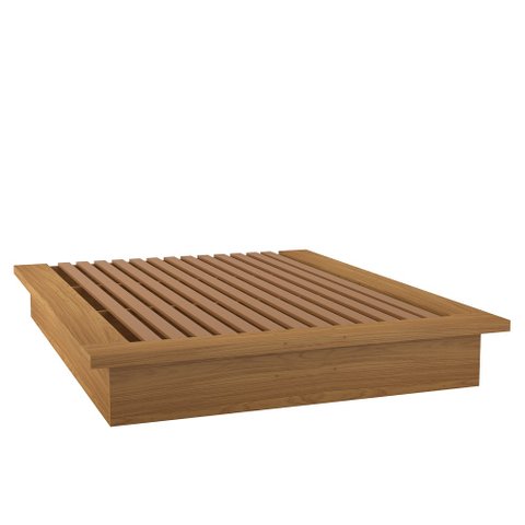 Cama de Madeira para Colchão Casal ou Queen Flutuante 100% MDF TW22 Freijó - Dalla Costa