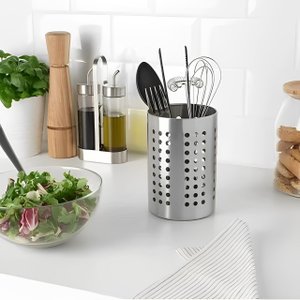 Porta Talheres Redondo Organizador em Aço Inox 10x16,5cm