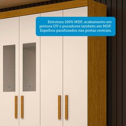 Guarda-roupa Casal 164,10cm 6 Portas 2 Gavetas com Espelho 100% Mdf Papoulas Espresso Móveis - 6
