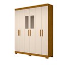 Ver imagem 2 de Guarda-Roupa Casal 6 Portas com Espelho 2 Gavetas 100% MDF 164cm Papoulas Espresso Móveis Off White/Cinamomo