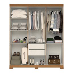 Guarda-roupa Casal 164,10cm 6 Portas 2 Gavetas com Espelho 100% Mdf Papoulas Espresso Móveis - 3