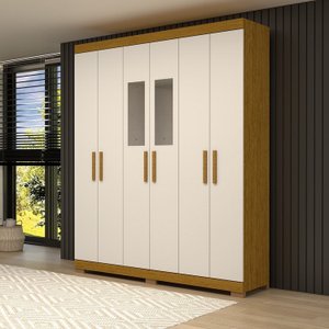 Guarda-roupa Casal 164,10cm 6 Portas 2 Gavetas com Espelho 100% Mdf Papoulas Espresso Móveis