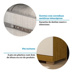 Guarda-roupa Casal 164,10cm 6 Portas 2 Gavetas com Espelho 100% Mdf Papoulas Espresso Móveis - 8
