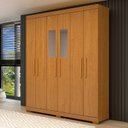 Ver imagem 1 de Guarda-Roupa Casal 6 Portas com Espelho 2 Gavetas 100% MDF 164cm Papoulas Espresso Móveis Marrom/Cinamomo