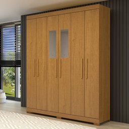 Guarda-roupa Casal 164,10cm 6 Portas 2 Gavetas com Espelho 100% Mdf Papoulas Espresso Móveis - 1