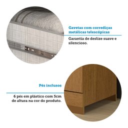 Guarda-roupa Casal 164,10cm 6 Portas 2 Gavetas com Espelho 100% Mdf Papoulas Espresso Móveis - 8