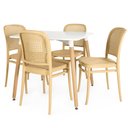 Ver imagem 1 de Conjunto Mesa de Jantar Quadrada Eiffel Branca 80x80cm com 4 Cadeiras Roma - Nude