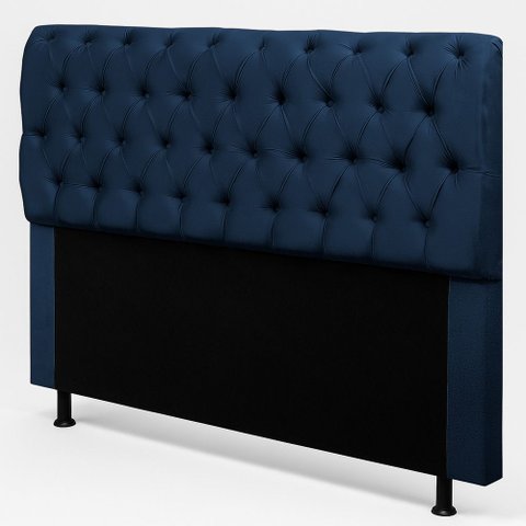 Cabeceira Cama Box King Size Sarah 195cm com Frame Suede Azul Marinho - Desk Design