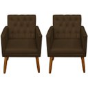 Ver imagem 1 de Kit Clássico 2 Poltronas Cadeira para Sala de Espera Resistente Recepção Pés de Madeira