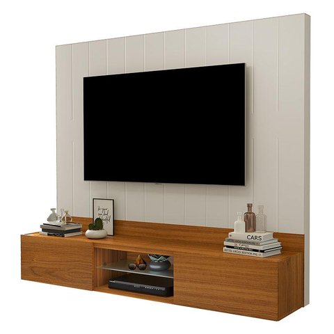 Painel Home Conquest Com Prateleira De Vidro TV até 75 Polegadas Luapa Móveis
