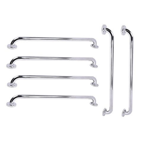 Barra de Apoio 70cm Inox Kit 6 Unidades Criança Idoso Acessibilidade Gestante Deficiente Banheiro Bo