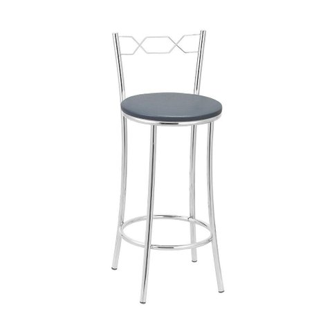 Kit 2 Banquetas Cromadas Assento Espuma D15 Treparoni Cinza