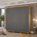 Ver imagem 1 de Guarda Roupa Casal Doral 218cm 6 Portas de Bater 2 Gavetas Nature/chumbo G98 - Gran Belo