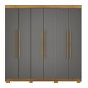 Ver imagem 2 de Guarda Roupa Casal Doral 218cm 6 Portas de Bater 2 Gavetas Nature/chumbo G98 - Gran Belo