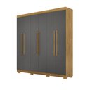 Ver imagem 7 de Guarda Roupa Casal Doral 218cm 6 Portas de Bater 2 Gavetas Nature/chumbo G98 - Gran Belo