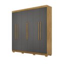 Ver imagem 7 de Guarda Roupa Casal Doral 218cm 6 Portas de Bater 2 Gavetas Nature/chumbo G98 - Gran Belo
