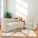 Ver imagem 2 de Kit Sofá Curvo França 140cm Ld. e Poltrona Luiza Max Conforto, Bouclé Bege