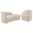 Ver imagem 1 de Kit Sofá Curvo França 140cm Ld. e Poltrona Luiza Max Conforto, Bouclé Bege