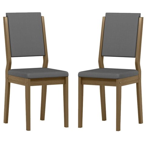 Cadeira para Mesa de Jantar Carol Kit 2 Peças Imbuia Veludo Cinza – New Ceval