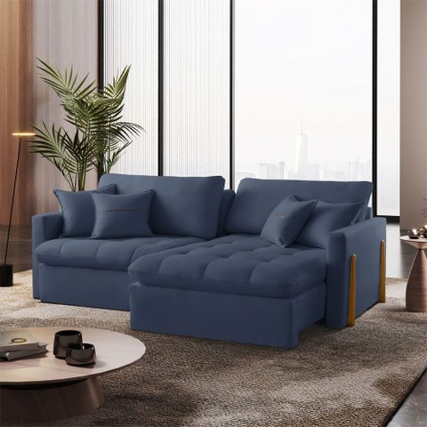 Sofá Cama Retrátil e Reclinável Lisboa 260cm Braço 10cm Meu Sofá Online