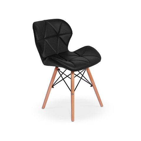 Cadeira Eiffel Sim Wood Estofada - Preta