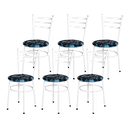 Ver imagem 1 de 6 Cadeiras Epoxi Branca para Cozinha Assento Estampado:floral Preto