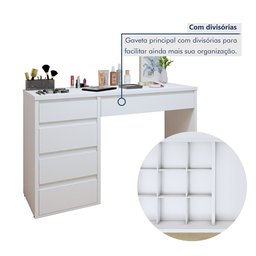 Conjunto Escrivaninha 5 Gavetas Berlim e Espelho Retangular 180cm Flora - 4
