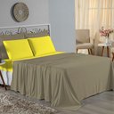 Ver imagem 1 de Jogo de Cama Casal Viúva Nobre 4 Peças Malha 100% Algodão - Avelã / Amarelo