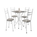 Ver imagem 2 de Conjunto Sala de Jantar Mesa Quadrada 70cm Tampo Granito com 4 Cadeiras Milla Branco/Grafiato/Ocre