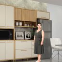 Ver mais imagens de Conjunto Modulado de Cozinha 2 Armários Aéreo Ripado e 2 Balcões Torino Marrom/Cinamomo/Off White
