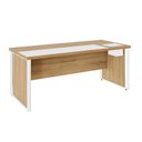 Ver imagem 2 de Escrivaninha Mesa Escritório Diretor com Caixa de Tomadas e Porta Objetos F5 Office 200cm Macadâmia e Branco Marrom