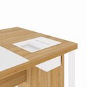 Ver imagem 6 de Escrivaninha Mesa Escritório Diretor com Caixa de Tomadas e Porta Objetos F5 Office 200cm Macadâmia e Branco Marrom