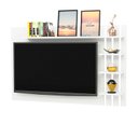 Ver imagem 2 de Painel Ripado para TV até 32 Polegadas 120cmx76cm com Prateleiras Branco