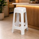 Ver imagem 2 de Banqueta Banco Bistro Alta Branca Bar Balcao Plastico Reforçada Empilhavel Multiuso Area Gourmet Coz