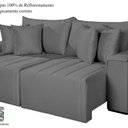 Ver imagem 4 de Sofá Living Retrátil com Molas 210 cm Veludo Veneza Cinza Chumbo