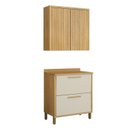 Ver imagem 1 de Conjunto de Cozinha Armário Aéreo 80cm 2 Portas Ripado e Balcão 2 Portas 80cm Torino