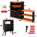 Ver mais imagens de Kit 2 Mesas Cabeceira Preto Mesinha Lateral Cama Sapateira Vertical Banquinho Quarto Cinamomo - Rpm