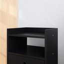 Ver imagem 3 de Kit 2 Mesas Cabeceira Preto Mesinha Lateral Cama Sapateira Vertical Banquinho Quarto Cinamomo - Rpm