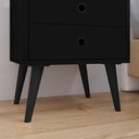 Ver imagem 4 de Kit 2 Mesas Cabeceira Preto Mesinha Lateral Cama Sapateira Vertical Banquinho Quarto Cinamomo - Rpm
