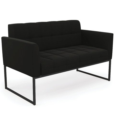 Sofá Namoradeira Base Industrial Preto Ana Suede Preto - Ibiza