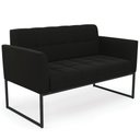 Ver imagem 1 de Sofá Namoradeira Base Industrial Preto Ana Suede Preto - Ibiza