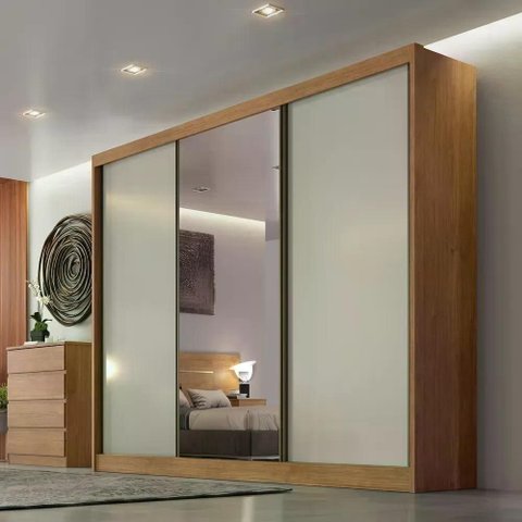 Guarda Roupa Sollo 3 Portas 8 Gavetas 1 Espelho Cor:Cumaru Fendi