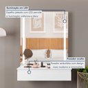 Ver imagem 3 de Conjunto Penteadeira Camarim 1 Gaveta 122x90cm Paris e Espelho Retangular 180cm Flora