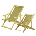 Ver imagem 1 de Conjunto 2 Espreguiçadeiras Preguiçosa Dobrável Madeira Maciça Adulto e Infantil com Tecido - bege