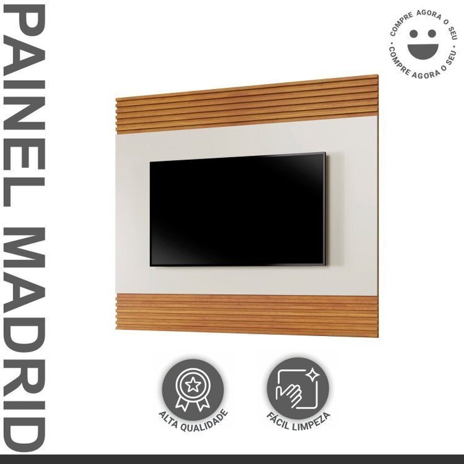 Conjunto Escrivaninha 120cm 1 Porta 1 Gaveta Madrid e Painel para Tv até 58 Polegadas 160cm Madrid - 9