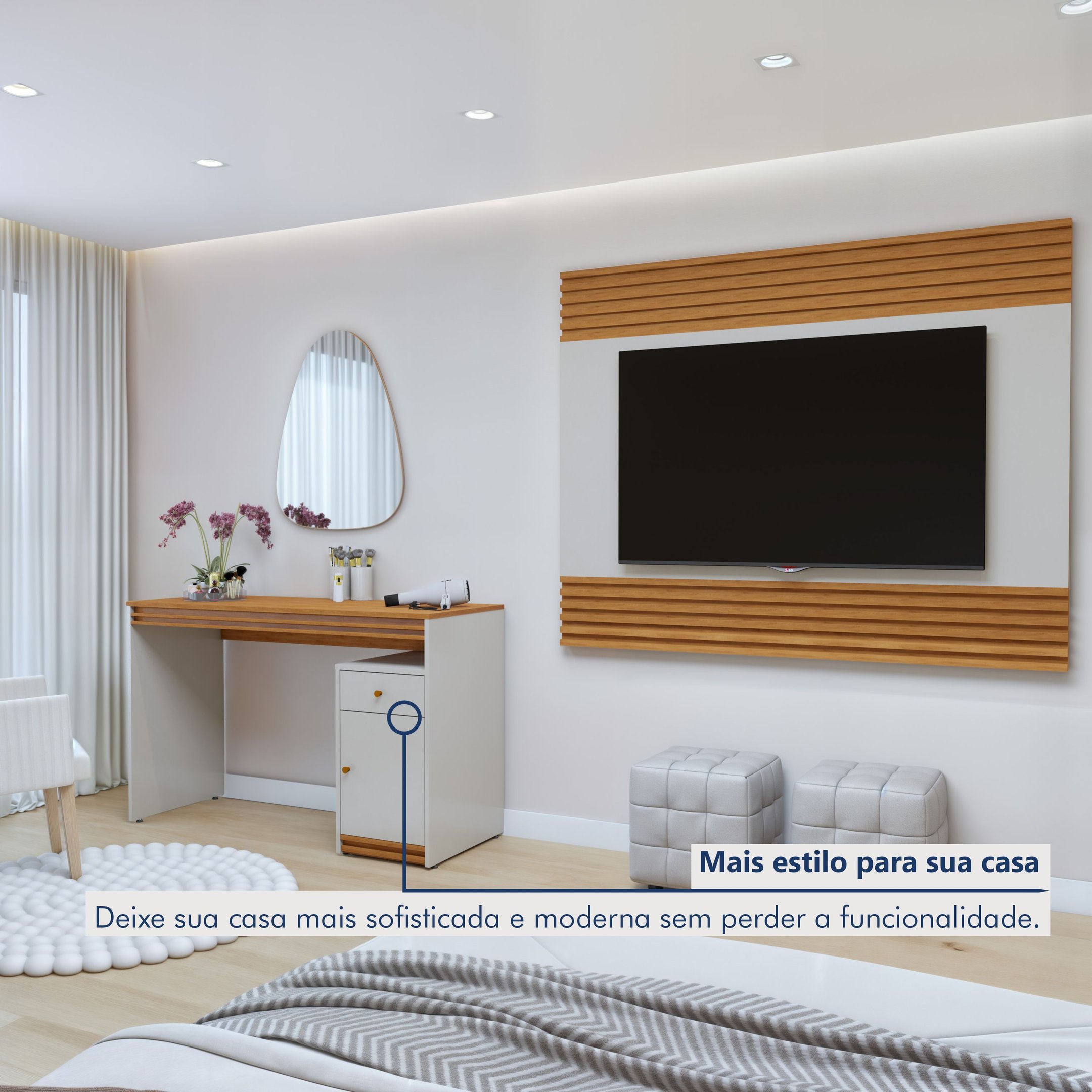 Escrivaninha Madrid com Painel para TV até 58 Polegadas 100% MDF - 9