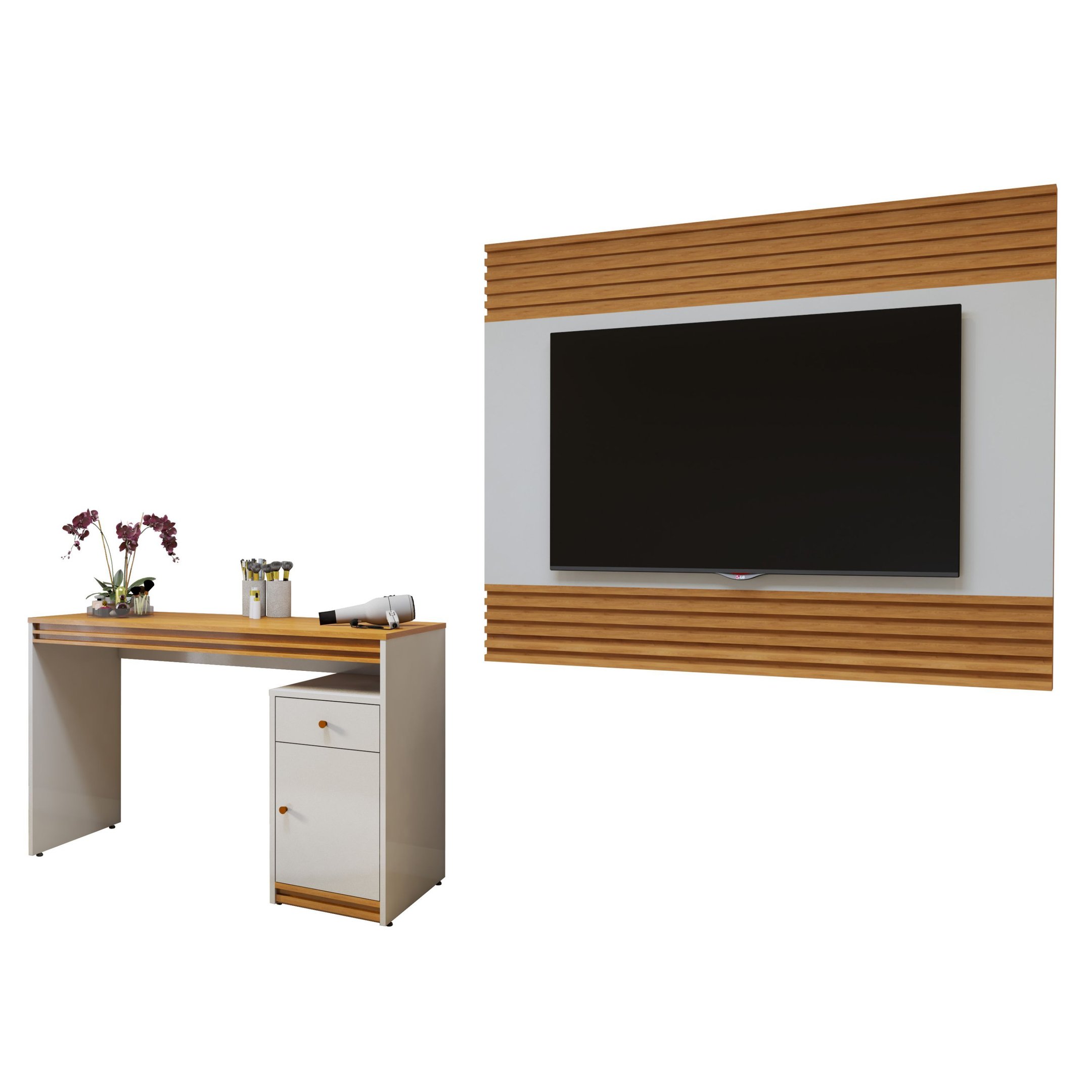 Escrivaninha Madrid com Painel para TV até 58 Polegadas 100% MDF - 2