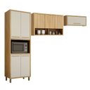Ver imagem 1 de Conjunto Modulado Armário de Cozinha com Armário Paneleiro 4 Portas com Nicho e 2 Armários Aéreo Torino Bege/Cinamomo/Off White